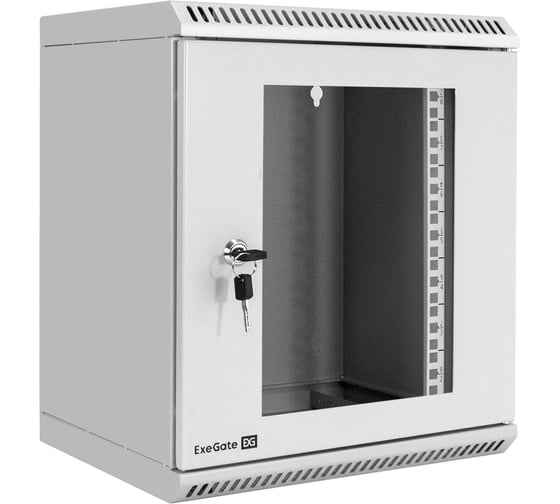 Шкаф телекоммуникационный ExeGate 10 настенный 9U EC-WM-9U.280.G.GREY 10”, 9U, 350x280x420мм ШхГхВ, передняя дверь закаленное стекло 298625
