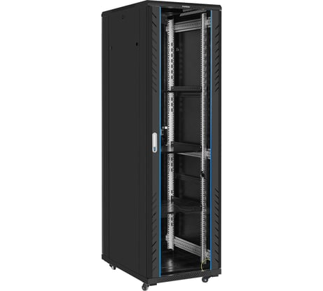 Шкаф телекоммуникационный ExeGate 19 напольный 42U EC-FS-42U.600.800.G.V.BLACK 19”, 42U, 600x800x2054мм ШхГхВ, передняя дверь закаленное стекло 300274