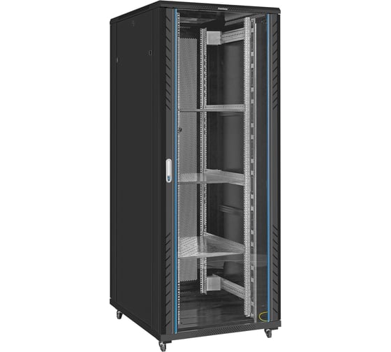 Шкаф телекоммуникационный ExeGate 19 напольный 42U EC-FS-42U.800.1000.G.V.BLACK 19”, 42U, 800x1000x2054мм ШхГхВ, передняя дверь закаленное стекло 300282 1