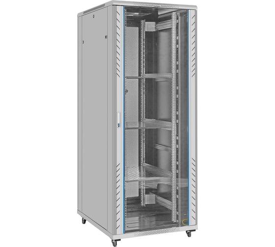 Шкаф телекоммуникационный ExeGate 19 напольный 42U EC-FS-42U.800.1000.G.V.GREY 19”, 42U, 800x1000x2054мм ШхГхВ, передняя дверь закаленное стекло 300284