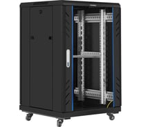Шкаф телекоммуникационный ExeGate 19 напольный 18U EC-FS-18U.600.800.G.BLACK 19”, 18U, 600x800x987мм ШхГхВ, передняя дверь закаленное стекло 300402