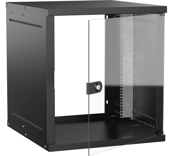 Шкаф настенный GENERICA 19 12U 600х650мм стеклянная дверь черный LWE5-12U67-GF-G