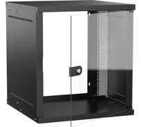 Шкаф настенный GENERICA 19 12U 600х600мм стеклянная дверь черный LWE5-12U66-GF-G