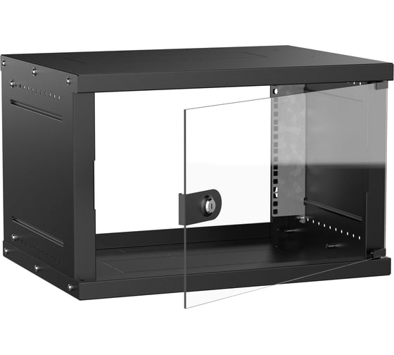 Шкаф настенный GENERICA 19 6U 600х450мм стеклянная дверь черный LWE5-06U64-GF-G