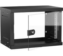 Шкаф настенный GENERICA 19 6U 550х350мм стеклянная дверь черный LWE5-06U53-GF-G