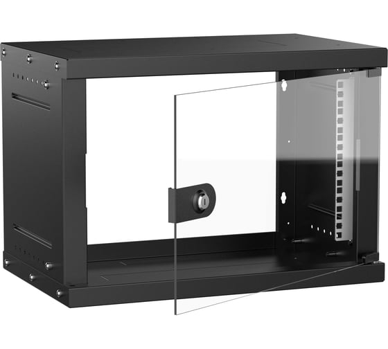Шкаф настенный GENERICA 19 6U 550х350мм стеклянная дверь черный LWE5-06U53-GF-G