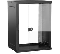 Шкаф настенный GENERICA 19 15U 600х450мм стеклянная дверь черный LWE5-15U64-GF-G