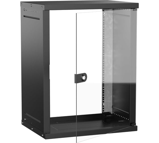Шкаф настенный GENERICA 19 15U 600х450мм стеклянная дверь черный LWE5-15U64-GF-G