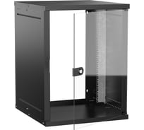 Шкаф настенный GENERICA 19 15U 600х650мм стеклянная дверь черный LWE5-15U67-GF-G