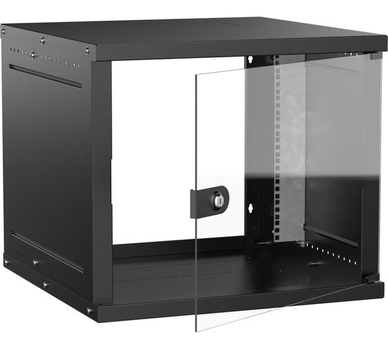 Шкаф настенный GENERICA 19 9U 600х600мм стеклянная дверь черный LWE5-09U66-GF-G