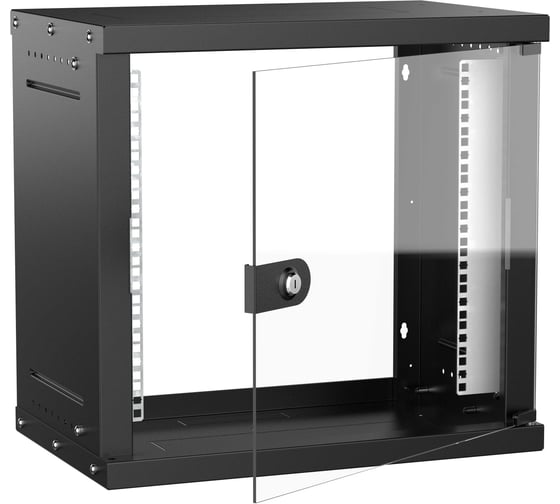 Шкаф настенный GENERICA 19 9U 550х350мм стеклянная дверь черный LWE5-09U53-GF-G