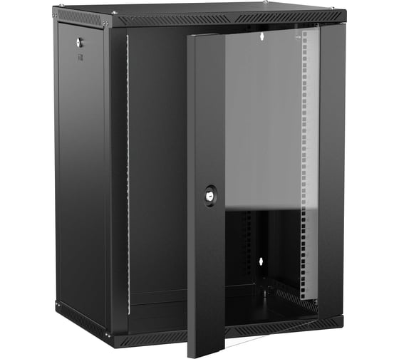 Шкаф настенный ITK LINEA W 15U 600х450мм дверь стекло черный 2.0 LWR5-15U64-GF-2