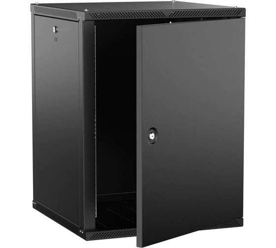 Шкаф настенный ITK LINEA W 15U 600х600мм дверь металл черный 2.0 LWR5-15U66-MF-2