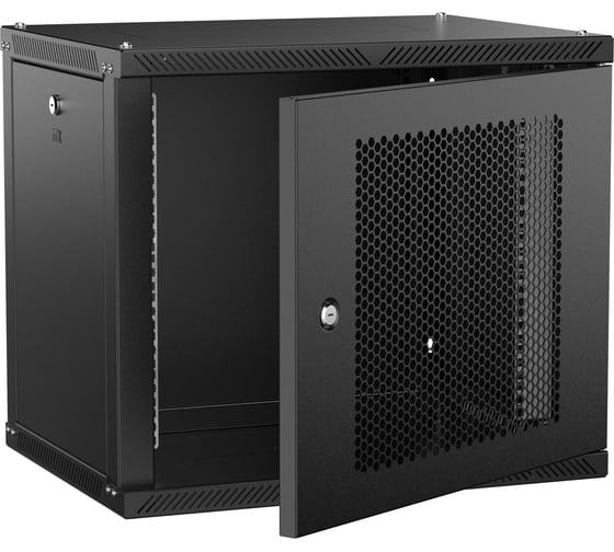 Шкаф настенный ITK LINEA W 9U 600х450мм дверь перфорированная черный 2.0 LWR5-09U64-PF-2