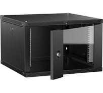 Шкаф настенный ITK LINEA W 6U 600х600мм дверь стекло черный 2.0 LWR5-06U66-GF-2