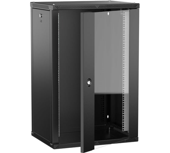 Шкаф настенный ITK LINEA W 18U 600х450мм дверь стекло черный 2.0 LWR5-18U64-GF-2