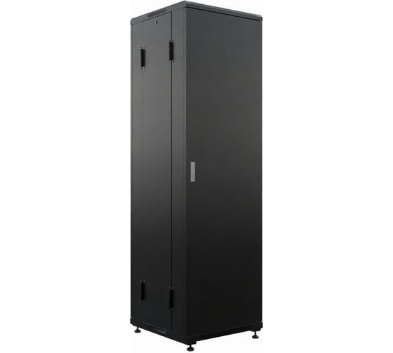 Шкаф напольный универсальный серверный NTSS R 42U 600х600мм, 4 профиля 19, двери глухие металл, боковые стенки съемные, регулируемые опоры, разобранный, черный RAL 9005ш NTSS-R42U6060FD-BL