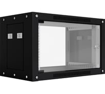 Шкаф настенный телекоммуникационный NTSS WS 6U 600х600х370мм, 2 профиля 19, дверь стеклянная, боковые стенки съемные, разобранный, черный RAL 9005шт NTSS-WSP6U6060GS-BL
