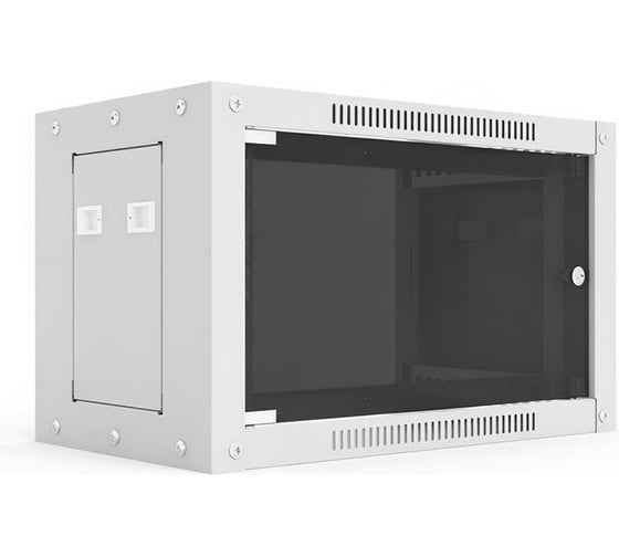 Шкаф настенный телекоммуникационный NTSS WS 6U 600х450х370мм, 2 профиля 19, дверь стеклянная, боковые стенки съемные, разобранный, серый RAL7035 NTSS-WSP6U6045GS
