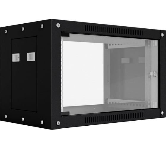 Шкаф настенный телекоммуникационный NTSS WS 12U 600х450х635мм, 2 профиля 19, дверь стеклянная, боковые стенки съемные, разобранный, черный RAL 9005шт NTSS-WSP12U6045GS-BL