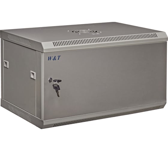 Телекоммуникационный настенный серверный шкаф W&T 19" 9U 600х450мм серый M096045GWT