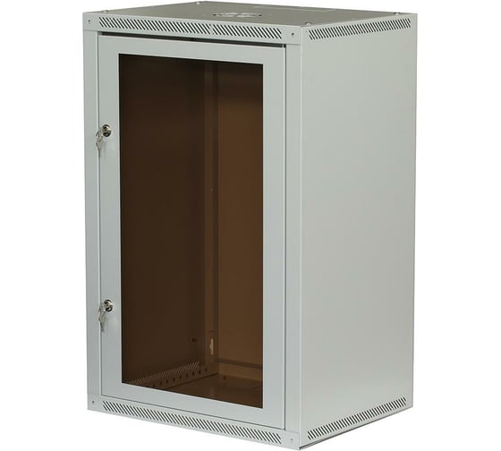 Телекоммуникационный настенный серверный шкаф W&T 19 дюймов 18U 600х450мм серый C186045GWTWOF-RU 1
