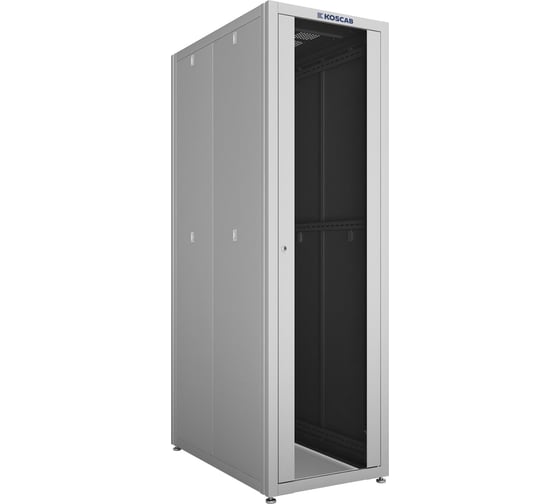 Шкаф телекомуникационный напольный KosCab 32U 600х1000мм, передняя дверь металл, задняя глухая металл, регулируемые опоры, стенки съемные, разобранный, серый RAL 7035шт КОС-ШТП-32U601000ДМ