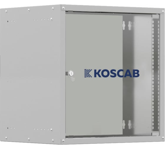 Шкаф телекоммуникационный настенный KOSCAB 9U 550х450х500мм, дверь стекло, разобранный, стенки несъемные, серый RAL 7035 шт КОС- штС-9U55*45*50ДС