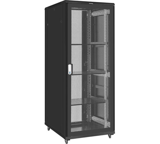 Шкаф телекоммуникационный ExeGate 19 напольный 42U EC-FS-42U.800.1000.V.V.BLACK 19”, 42U, 800x1000x2054mm ШхГхВ , передняя перфорированная дверь 300283