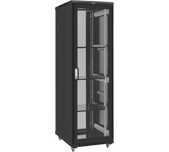 Шкаф телекоммуникационный ExeGate 19 напольный 42U EC-FS-42U.600.800.V.V.BLACK 19”, 42U, 600x800x2054mm ШхГхВ , передняя и задняя двери перфорированные 300275