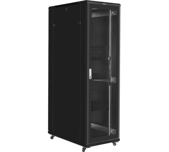Шкаф телекоммуникационный ExeGate 19 напольный 42U EC-FS-42U.600.1000.V.V.BLACK 19”, 42U, 600x1000x2054mm ШхГхВ , передняя и задняя двери перфорированные 300279