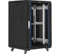 Шкаф телекоммуникационный ExeGate 19 напольный 18U EC-FS-18U.600.600.G.BLACK 19”, 18U, 600x600x987mm ШхГхВ , передняя дверь закаленное стекло 301398