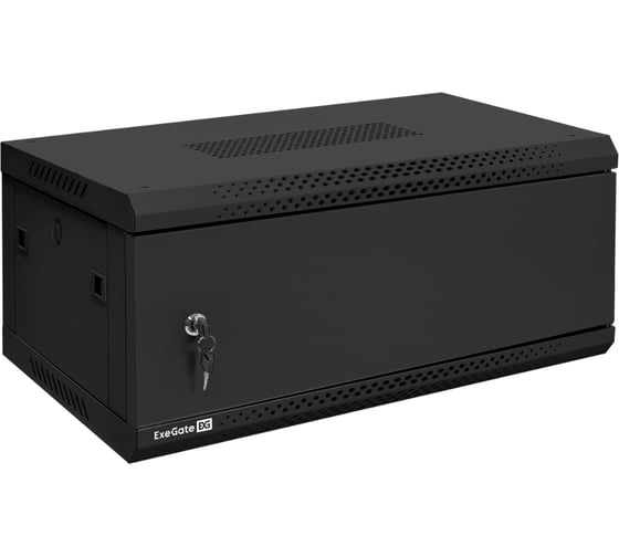Шкаф телекоммуникационный ExeGate 19 настенный 4U EC-WM-4U.450.M.BLACK 19”, 4U, 600x450x280mm ШхГхВ , передняя дверь металл, съемные боковые панели 300252