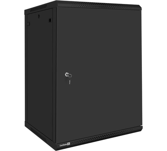 Шкаф телекоммуникационный ExeGate 19 настенный 18U EC-WM-18U.600.M.BLACK 19”, 18U, 600x600x901mm ШхГхВ , передняя дверь металл, съемные боковые панели 300272