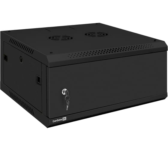 Шкаф телекоммуникационный ExeGate 19 настенный 4U EC-WM-4U.600.M.BLACK 19”, 4U, 600x600x280mm ШхГхВ , передняя дверь металл, съемные боковые панели 300264