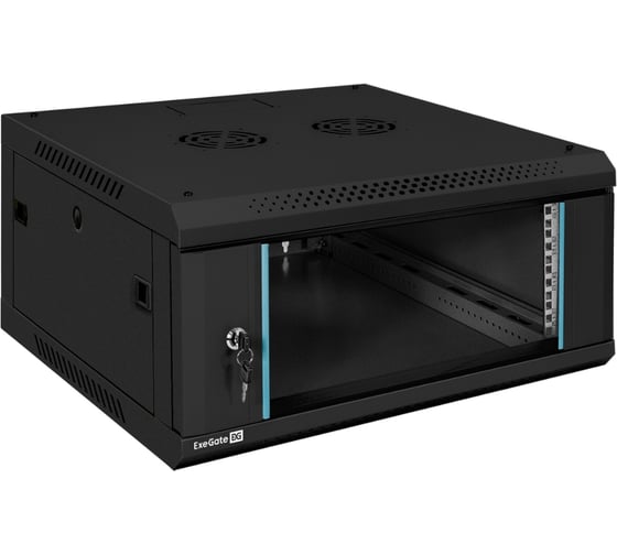 Шкаф телекоммуникационный ExeGate 19 настенный 4U EC-WM-4U.600.G.BLACK 19”, 4U, 600x600x280mm ШхГхВ , передняя дверь закаленное стекло, съемные боковые панели 300262