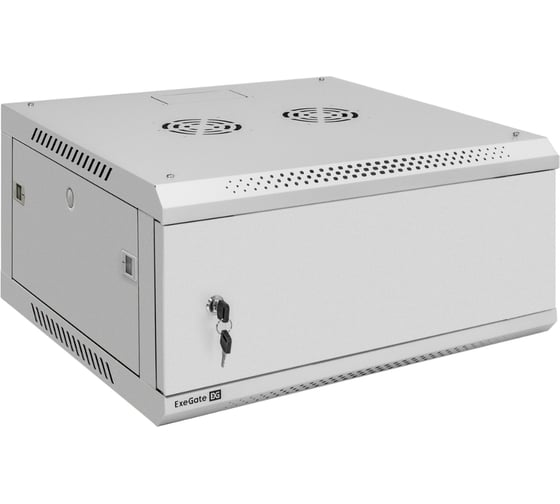 Шкаф телекоммуникационный ExeGate 19 настенный 4U EC-WM-4U.600.M.GREY 19”, 4U, 600x600x280mm ШхГхВ , передняя дверь металл, съемные боковые панели 300265