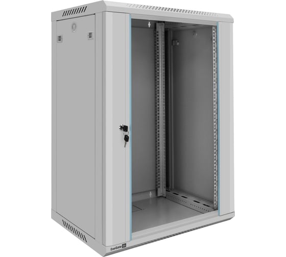 Шкаф телекоммуникационный ExeGate 19 настенный 18U EC-WM-18U.450.G.GREY 19”, 18U, 600x450x901mm ШхГхВ , передняя дверь закаленное стекло, съемные боковые панели 300259