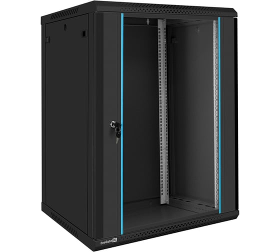 Шкаф телекоммуникационный ExeGate 19 настенный 18U EC-WM-18U.600.G.BLACK 19”, 18U, 600x600x901mm ШхГхВ , передняя дверь закаленное стекло, съемные боковые панели 300270