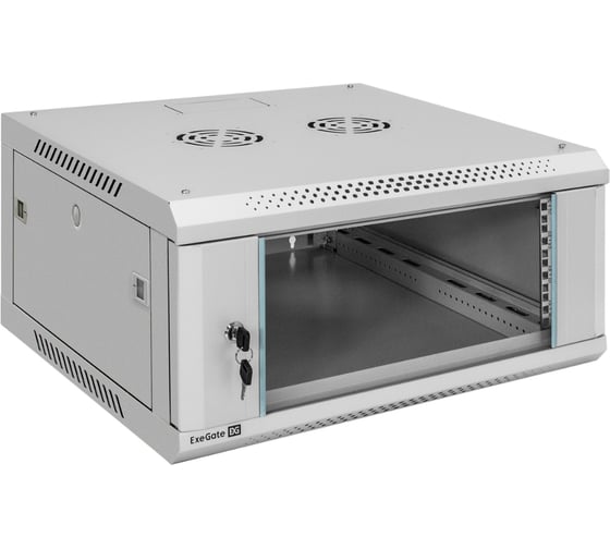 Шкаф телекоммуникационный ExeGate 19 настенный 4U EC-WM-4U.600.G.GREY 19”, 4U, 600x600x280mm ШхГхВ , передняя дверь закаленное стекло, съемные боковые панели 300263