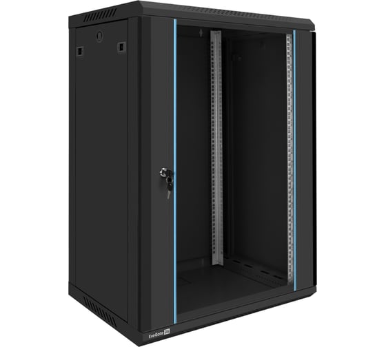 Шкаф телекоммуникационный ExeGate 19 настенный 18U EC-WM-18U.450.G.BLACK 19”, 18U, 600x450x901mm ШхГхВ , передняя дверь закаленное стекло, съемные боковые панели 300258