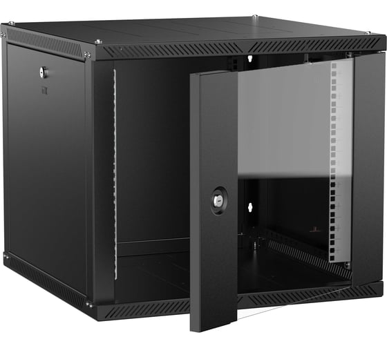 Шкаф настенный ITK LINEA W 9U 600х600мм дверь стекло черный 2.0 LWR5-09U66-GF-2