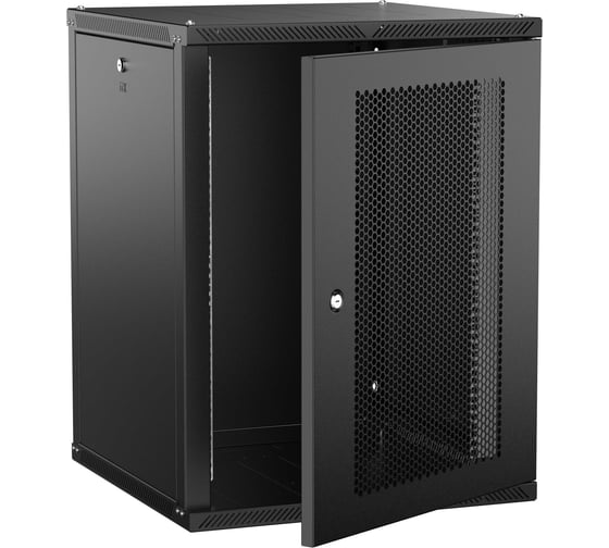Шкаф настенный ITK LINEA W 15U 600х600мм дверь перфорированная черный 2.0 LWR5-15U66-PF-2