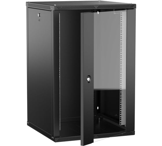 Шкаф настенный ITK LINEA W 18U 600х600мм дверь стекло черный 2.0 LWR5-18U66-GF-2