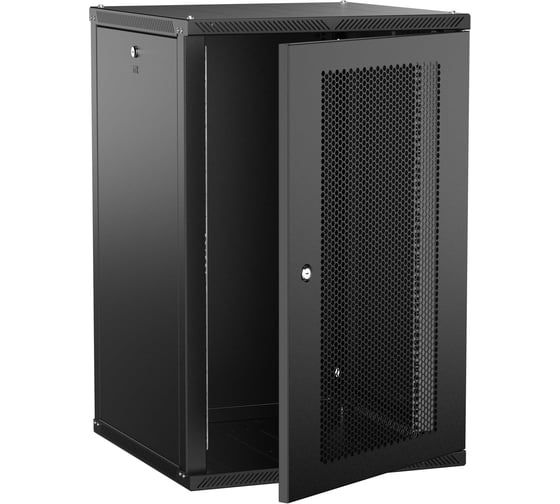 Шкаф настенный ITK LINEA W 18U 600х600мм дверь перфорированная черный 2.0 LWR5-18U66-PF-2