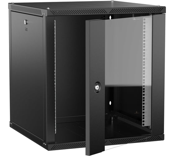 Шкаф настенный ITK LINEA W 12U 600х600мм дверь стекло черный 2.0 LWR5-12U66-GF-2