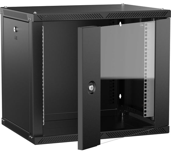 Шкаф настенный ITK LINEA W 9U 600х450мм дверь стекло черный 2.0 LWR5-09U64-GF-2
