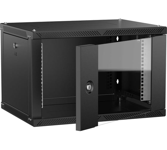 Шкаф настенный ITK LINEA W 6U 600х450мм дверь стекло черный 2.0 LWR5-06U64-GF-2