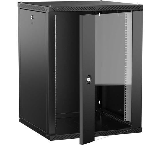 Шкаф настенный ITK LINEA W 15U 600х600мм дверь стекло черный 2.0 LWR5-15U66-GF-2