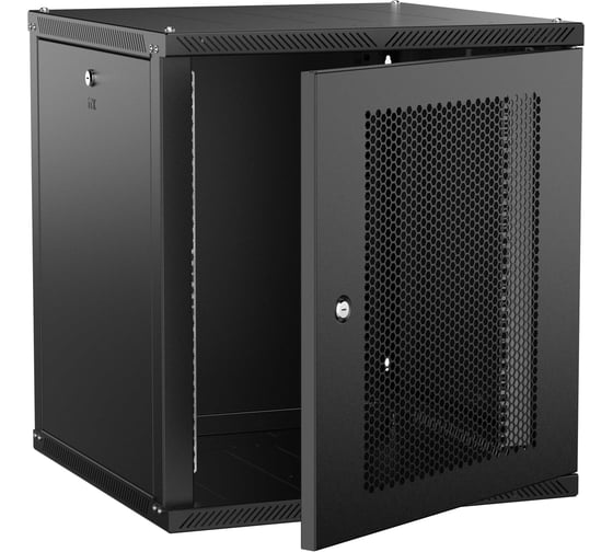 Шкаф настенный ITK LINEA W 12U 600х600мм дверь перфорированная черный 2.0 LWR5-12U66-PF-2